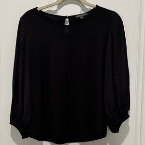 Adrianna Papell Black Blouse with Pleated Sleeves